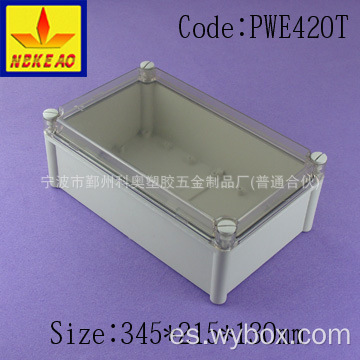 Caja de caja impermeable para caja de electrónica al aire libre para caja de plástico impermeable para electrónica PWE420T con tamaño 345 * 215 * 130